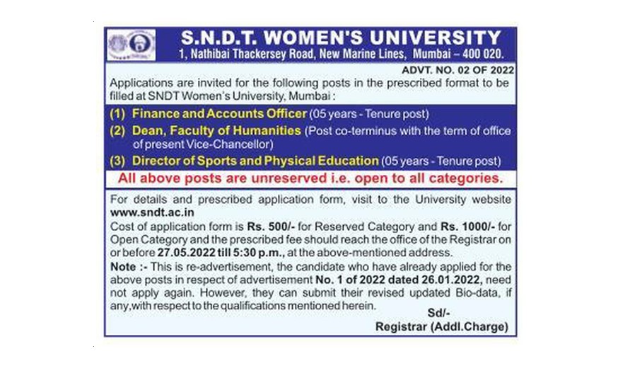Advertisement No. 02 of 2022